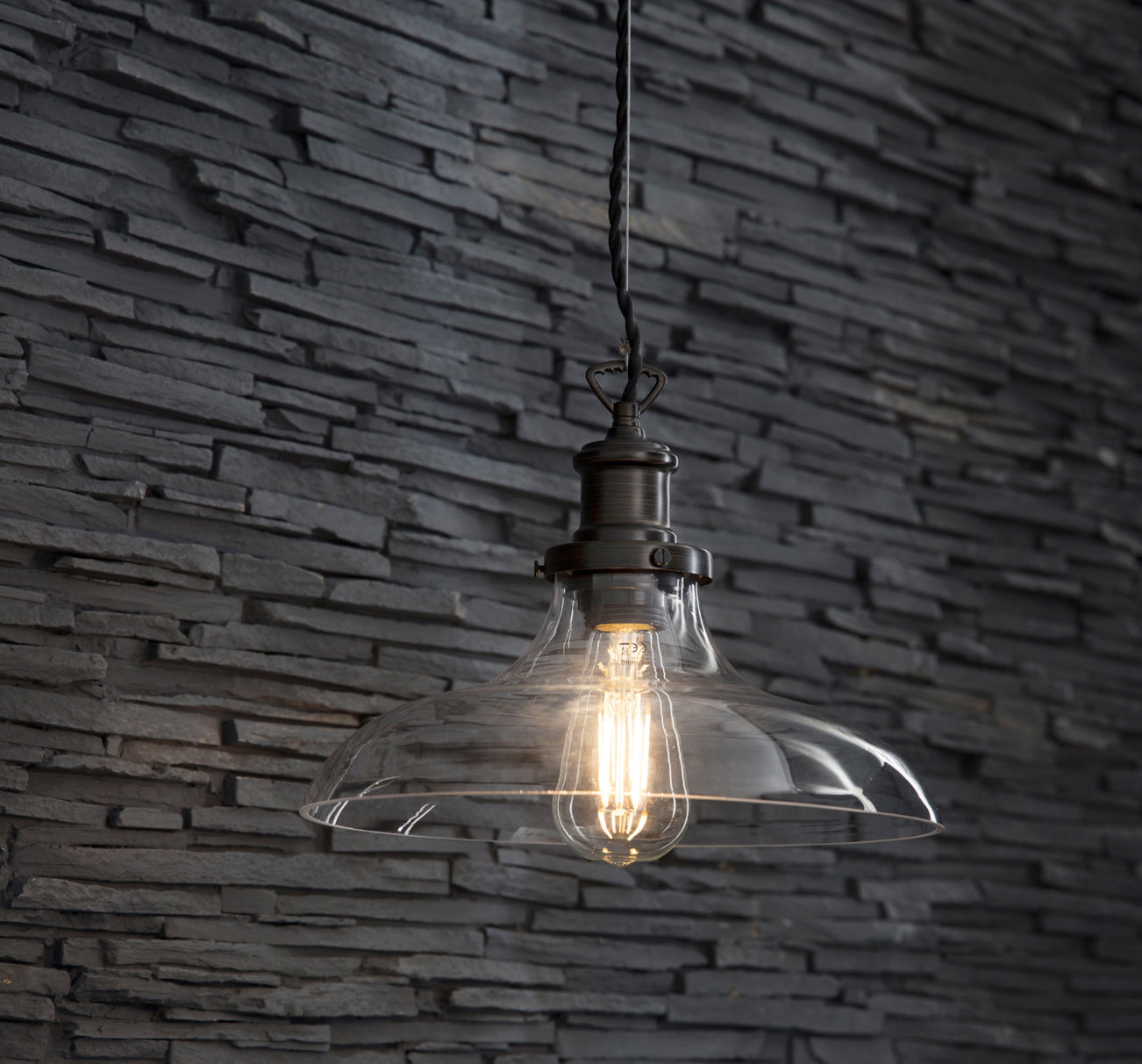Hoxton Pendant Light Antique Bronze Pebble Home Lifestyle
