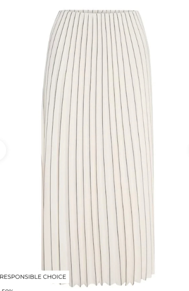 White & Black Stripe Pleat Skirt