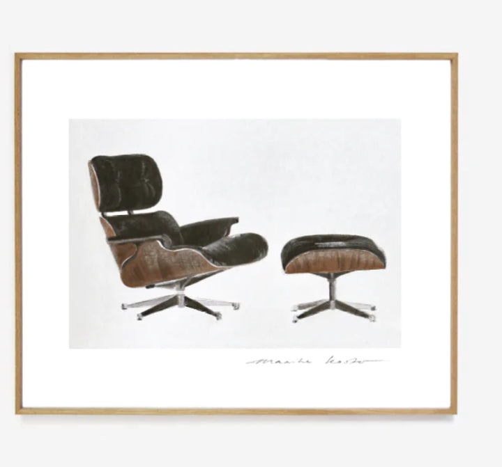Eames Lounge Chair Print With Oak Frame