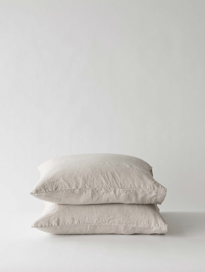 Warm Grey Linen Pillow Cases 2PC 50 x 60cm