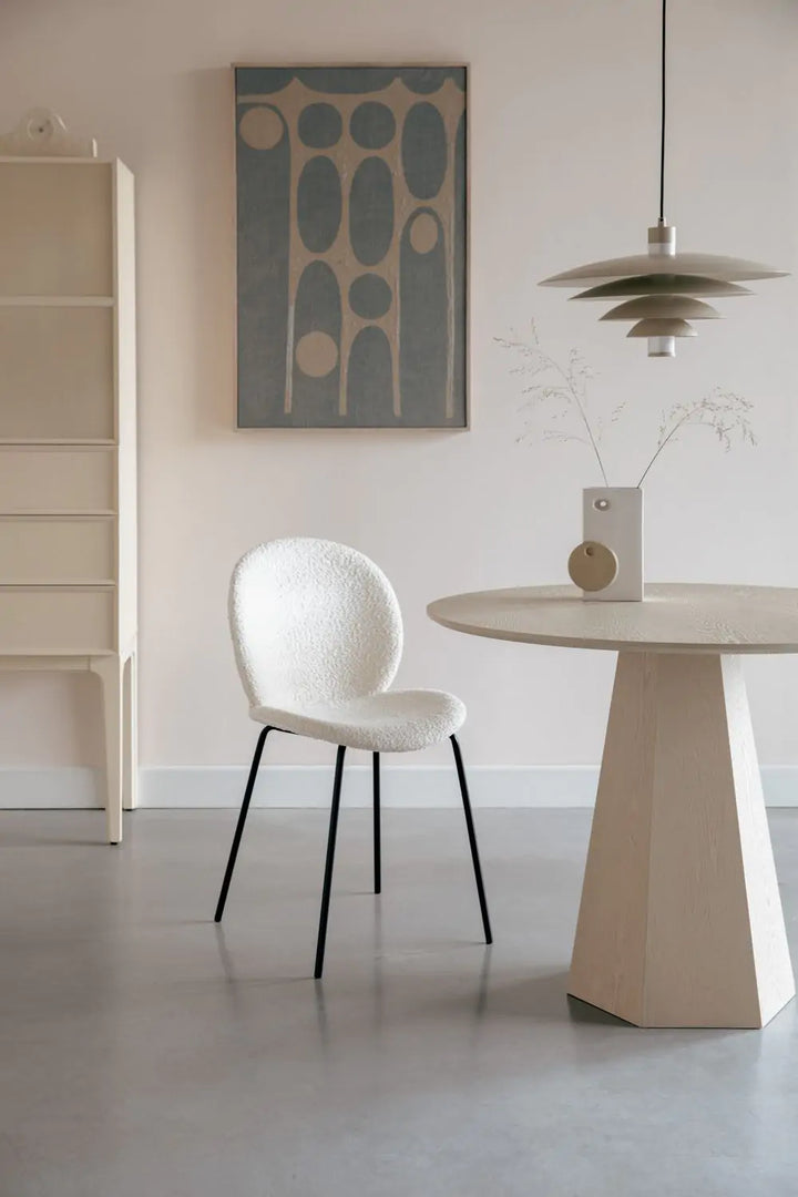 Round Pedestal Table in Brown Rice