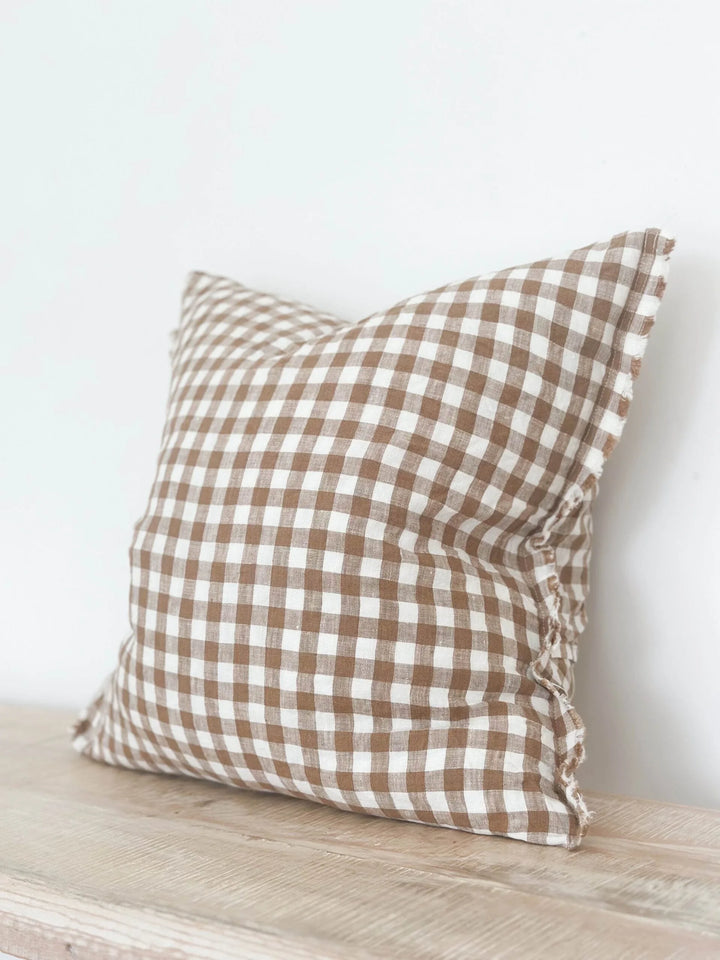 Esmee Brown Ginham Cushion 45x45cm