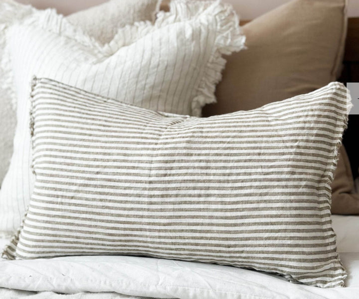 Esmee Olive Stripe Cushion - 50x30cm
