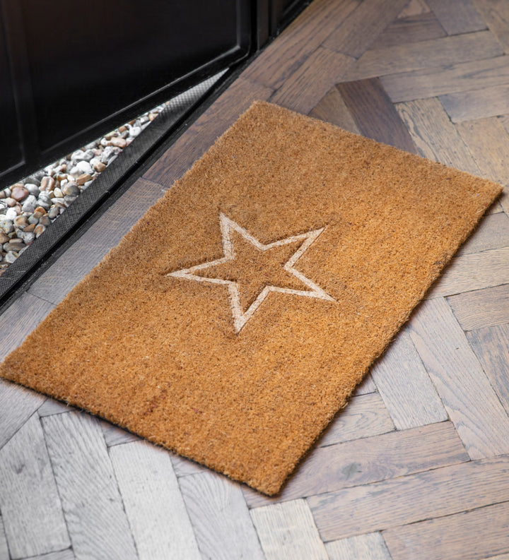 Embossed Star Doormat, Small - Natural