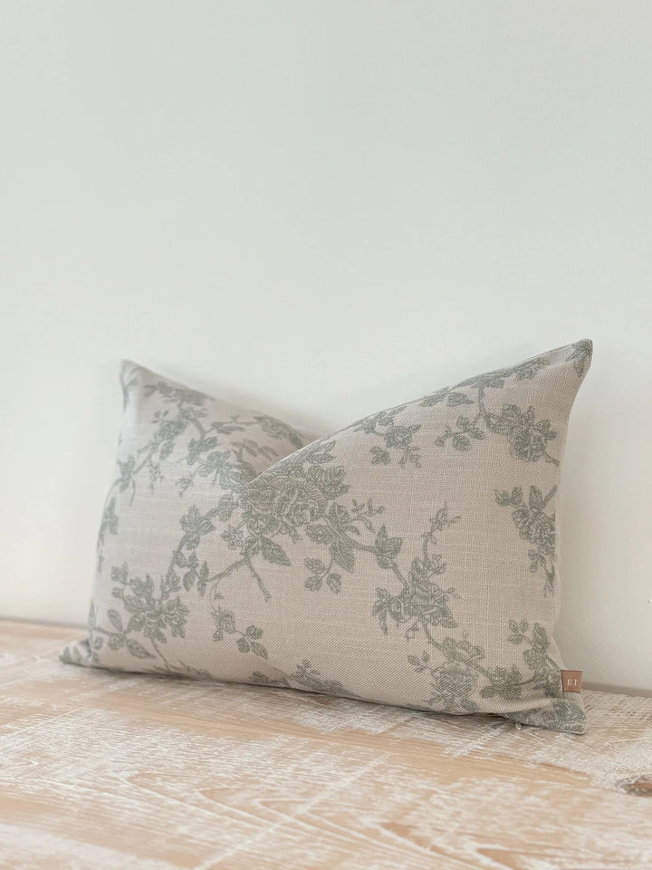Francesca Sage Floral Cushion 50x30cm