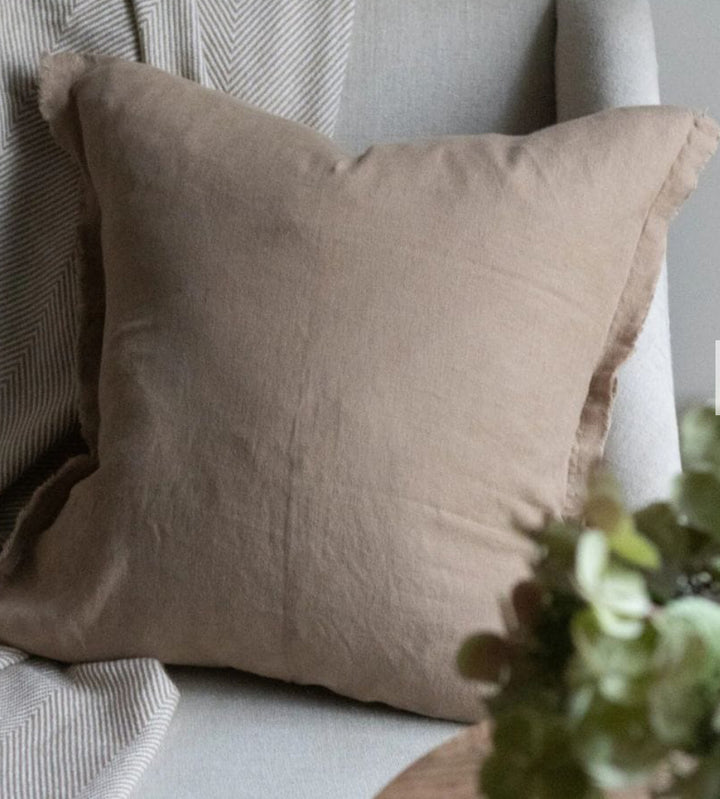 Esme Coffee Brown Linen Cushion 45x45