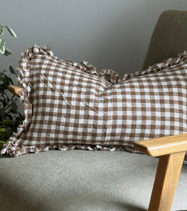 Hallie Brown Gingham Ruffle 50x30