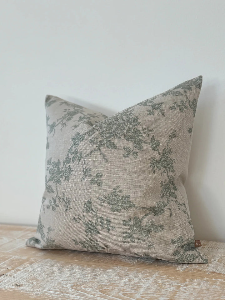 Francesca Sage Floral Cushion 45x45cm