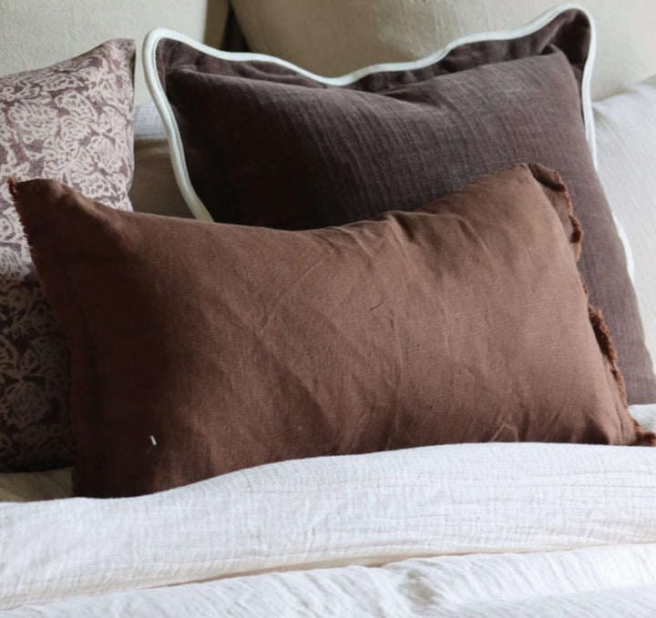 Esmee Dark Brown Linen Cushion