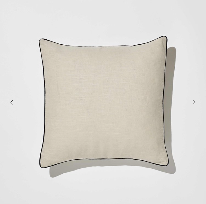 Hattie - Natural Linen Cushion with Black Piping