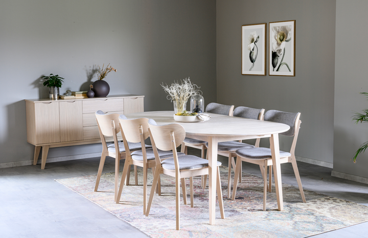 Filippa Oval Extending Dining Table White Wash -Large