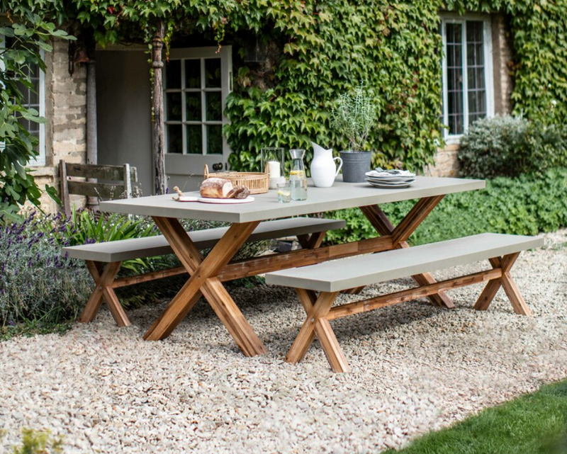 Burford Outdoor Dining Table and Bench Set (2 sizes) – Pebble Home
