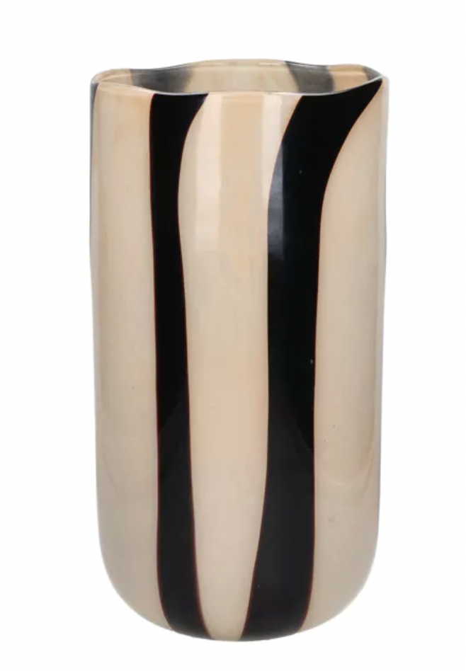 Cannes 19x37cm Glass Vase - Black/Ivory