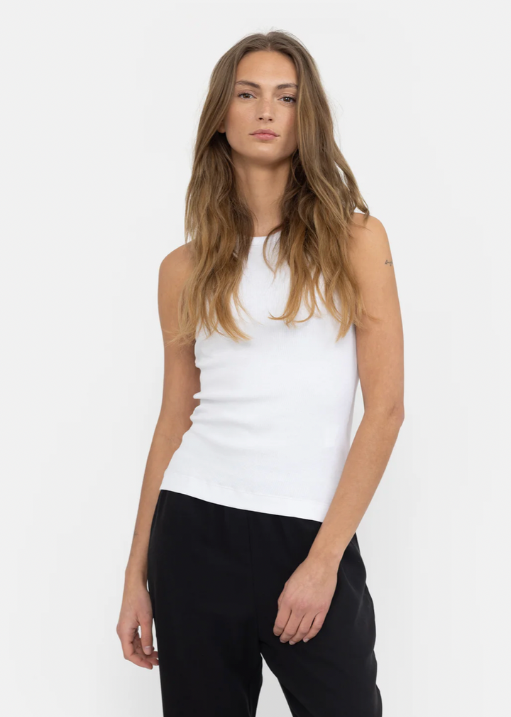 Blossom Racerback Rib Tank (White/Black)