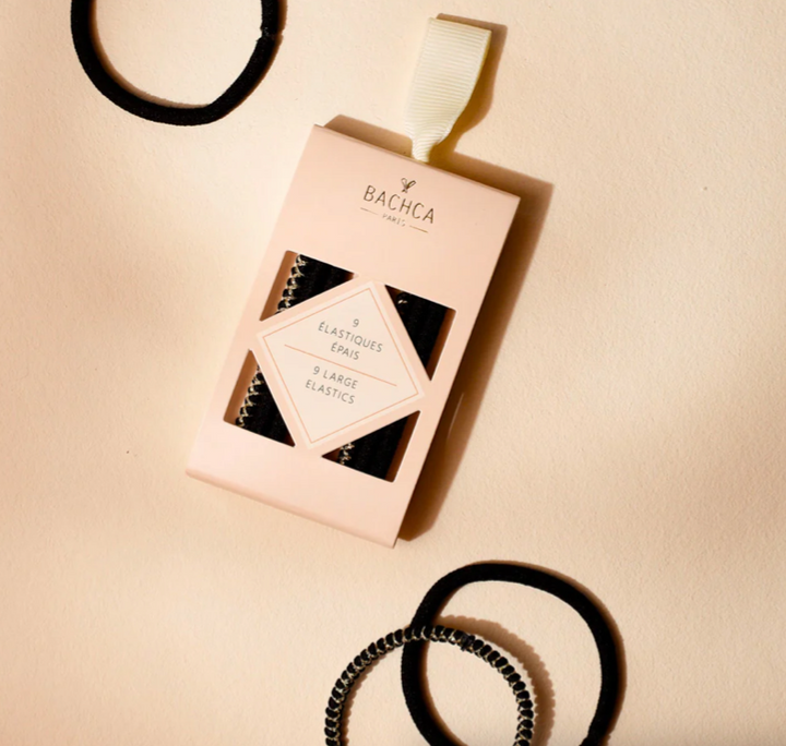 9 Black Elastic Hairbands