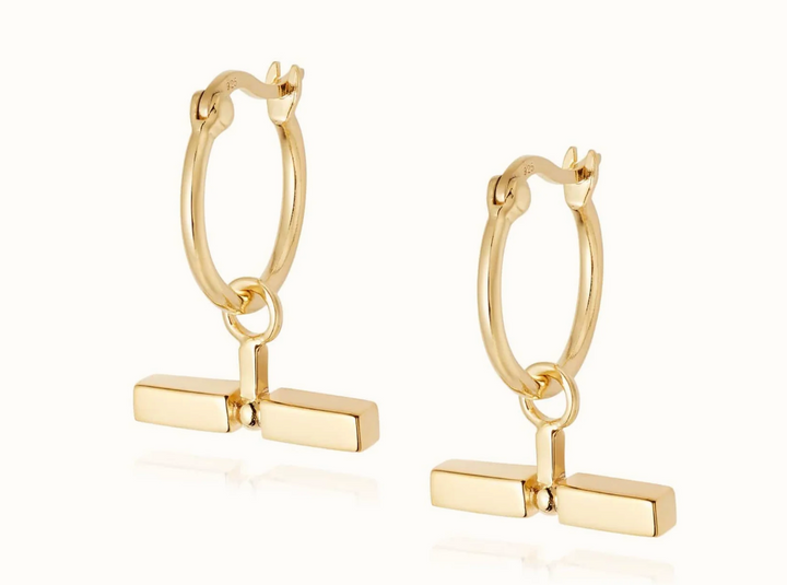 Daisy Stacked T-Bar Earrings - Gold