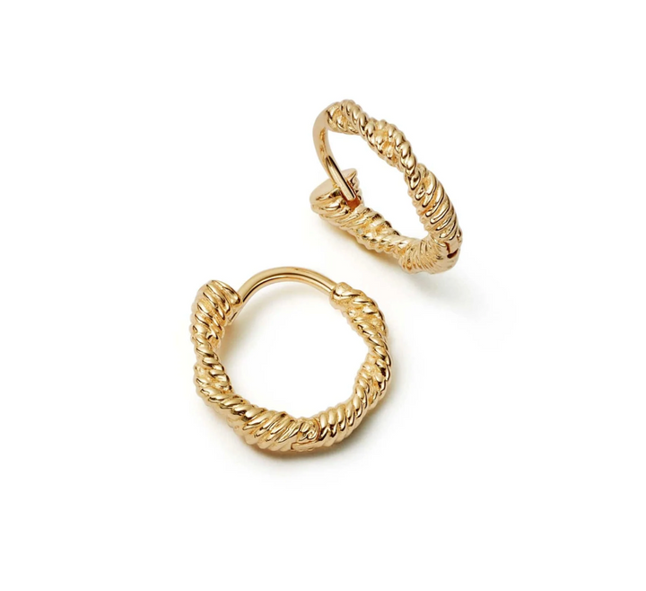 Rope Twist Hoop Huggies Earrings - Gold