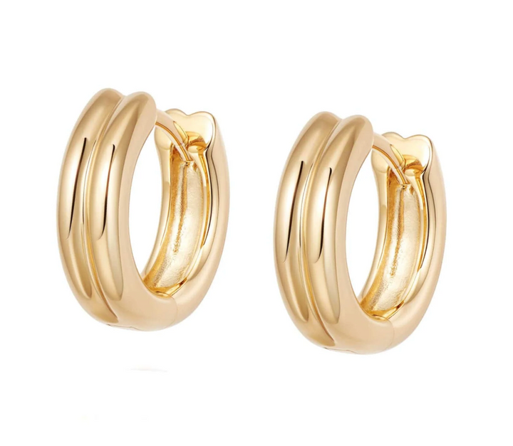 Double Ridge Huggie Hoop Earrings