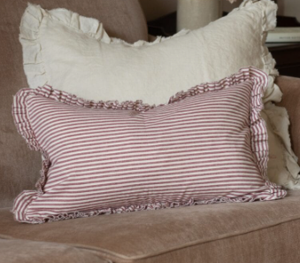 Darcy Burgundy Stripe Ruffle Cushion 50 x 30cm