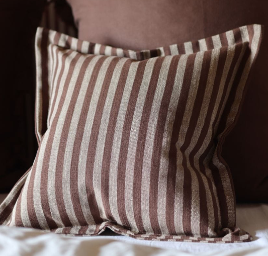 Vienna Brown Stripe Flanged Edge Cushion 45 x 45cm