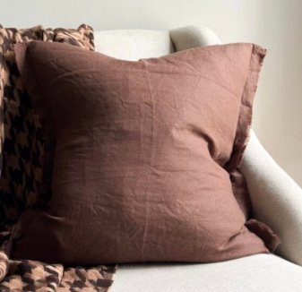 Esmee Dark Brown Linen Cushion 53 x 53cm