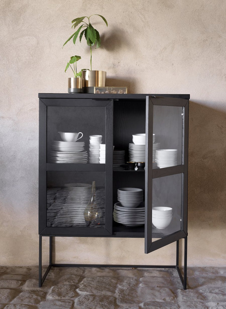 Radier Cabinet Black and Glass