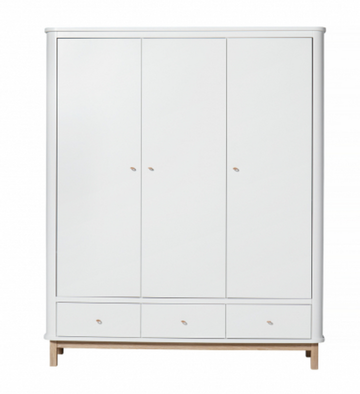 Wardrobe 3 Doors Wood and White