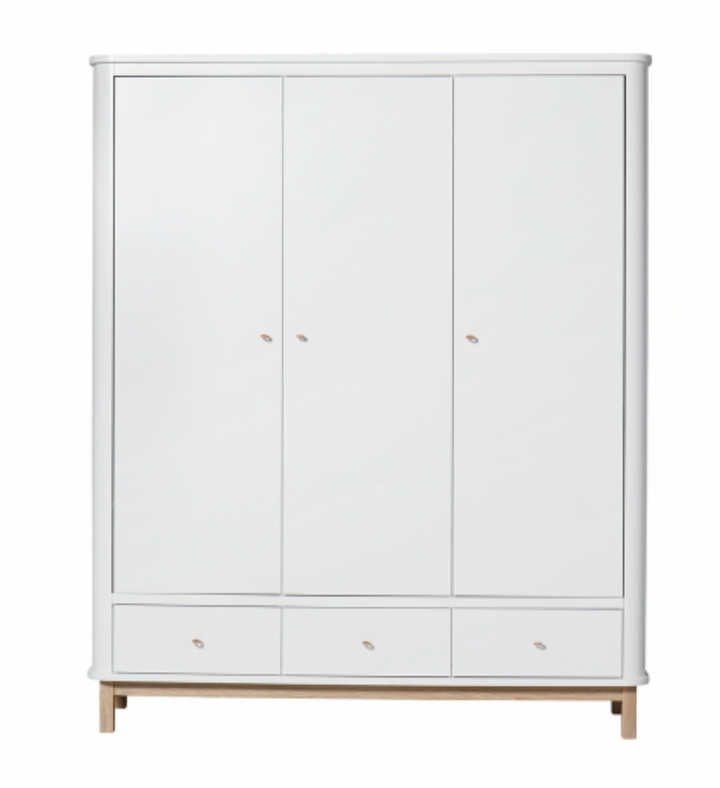 Wardrobe Wood And White Triple