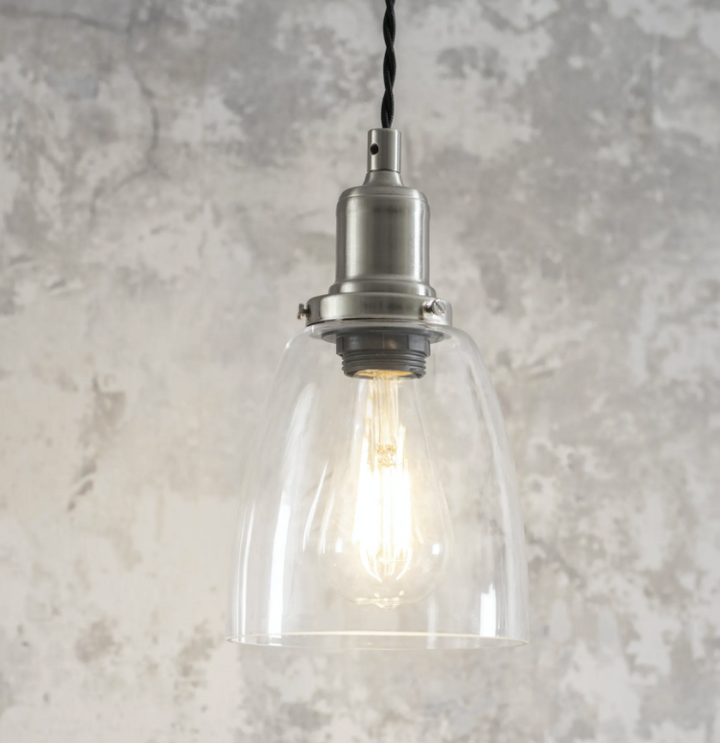 Hoxton Domed Glass Pendant Light Satin Nickel