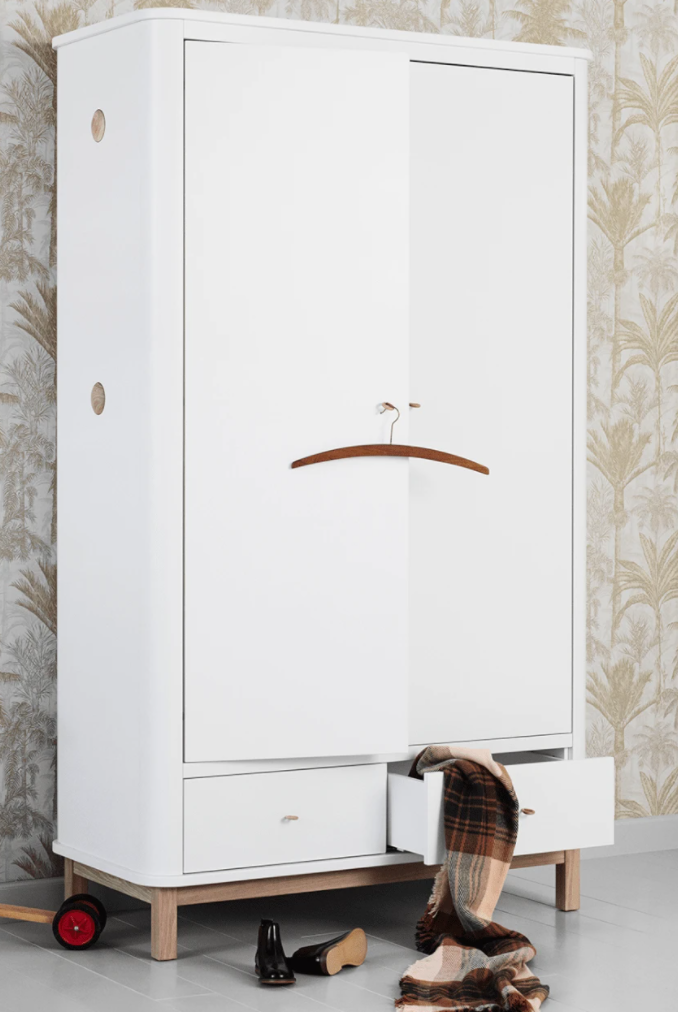 Wardrobe 2 Doors Wood and White