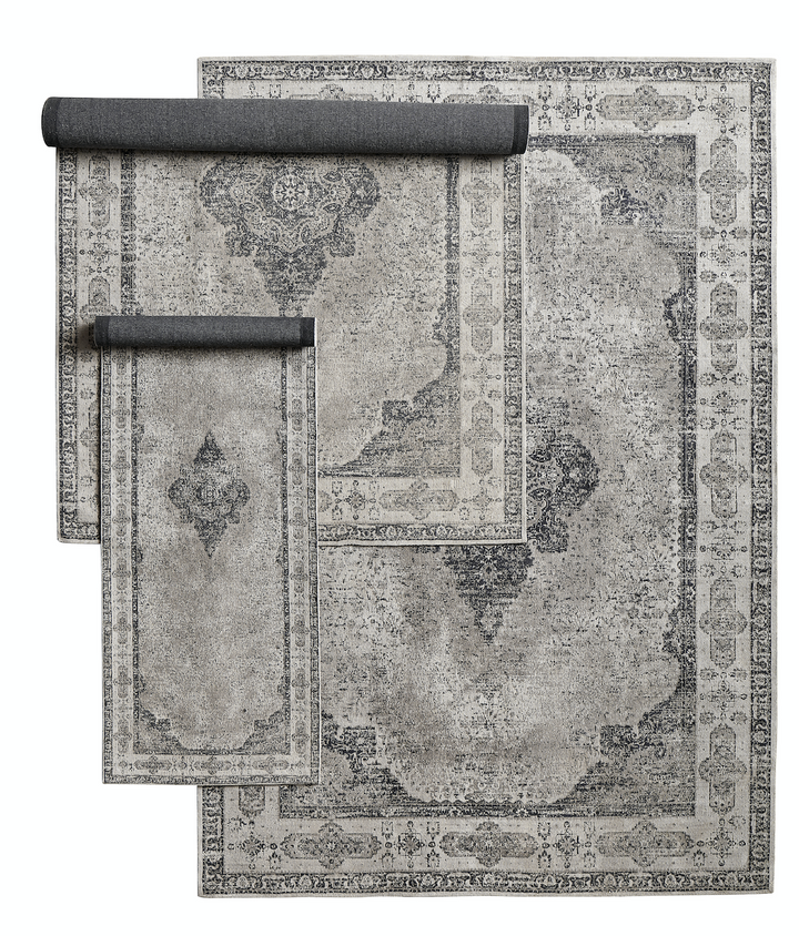 Dusty Grey Faded Pattern Rug