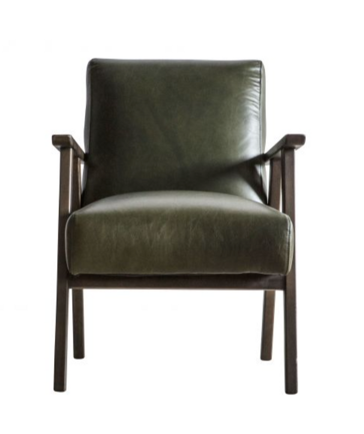Lounge Chair Green Leather