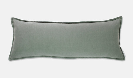 Oxford Linen Lumbar Feather Cushion Sage Green