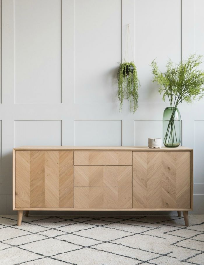 Oak Chevron Cabinet / Sideboard